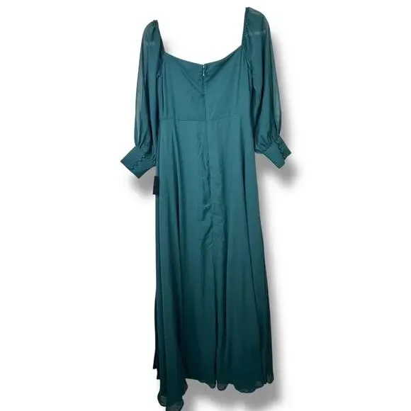 NEW Lulus Feel The Romance Emerald Green Off-the-Shoulder Princess Maxi  Dress